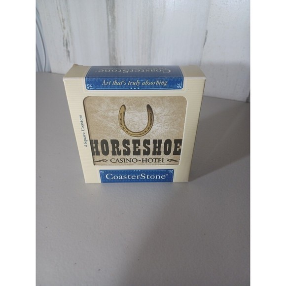Horseshoe Casino Caster Stone Coaster Set New In Box Set Of 4 - Picture 11 of 16